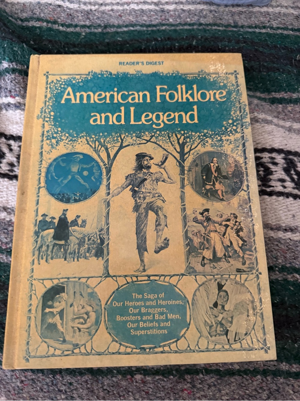 Reader's Digest "American Folklore and Legend" Hardcover Book - Teal & Cream